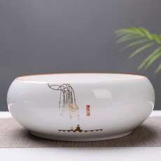 白瓷陶瓷茶洗 茶道多功能配件, 1個, 1L, 禪茶:如圖所示