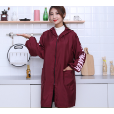 긴팔 주방 앞치마 기름 및 방수 성인 작업복 가정용 요리 앞치마 가을과 겨울 여성 가사 작업 앞치마 플러스 보온 벨벳, 적갈색-XL (50-68KG), 4개