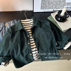 新款 條紋童襯褂 長袖 兒童襯衫