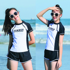 黑白青少年小女童泳裝 女性泳裝組