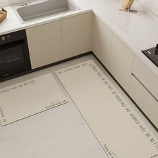 심플 일용 미끄럼 방지 주방 규조토 발매트, 화이트알파벳 주방발매트