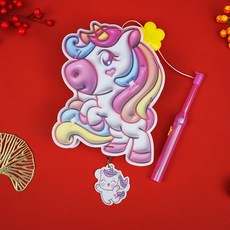 臺灣出貨 2025中秋節卡通音樂燈籠爆款手提led髮光塑料燈籠手工diy擺攤玩具, A2415獨角獸3D, 1個