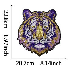 珠田 亮片刺繡徽章 LSU字母老虎 DIY 補丁 背膠 熨燙, 1個, 熱熔膠*黑色