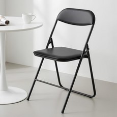 팬물산 이지라이프 멜로 PU가죽 폴딩 체어, 블랙, 1개