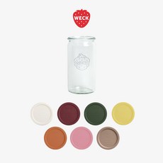 [WECK]실린더 975(340ml) 유리병+실리콘 뚜껑, 1개, 무광 실리콘 뚜껑 (코코밀크) 1개