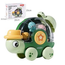 趣味烏龜轉轉樂寶寶洗澡玩具 兒童浴室沐浴玩水滑行車戲水玩具, 烏龜轉轉樂英文密封盒裝, 1個
