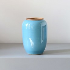 【開發票/統編】日式花瓶組 鮮花/插花兩用 客廳茶桌裝飾花瓶 現代新中式陶瓷花瓶 富貴竹/干花適用 禪意家居擺件 389990, 清荷裂紋湖藍色中號