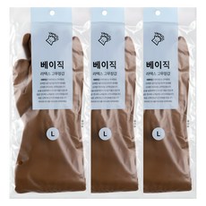 야무진 베이직 라텍스 고무장갑 양손세트, 베이지, 대(L), 3세트