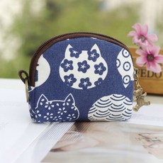 귀여운 강아지 고양이 일본 엔화 동전지갑 파우치, 댕댕이네이비