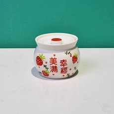good 瓦罐燉盅陶瓷煨湯隔水燉罐蒸蛋一人份商用家用, 1個, 幸福美滿 1個裝 500ml