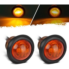 파츠삼 2pcs 34인치 미니 앰버 LED 마커 클리어런스 턴 시그널 에어 댐 라이트 3와이어 12V, 2*Amber