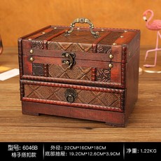 앤틱 화장품경대 원목화장품정리함 수납함 미니화장대, 1개, B 체크 잠금형