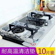 煤氣竈防油墊鋁箔爐竈臺清潔墊燃氣竈防油紙廚房加厚耐高溫鋁箔墊, 1個, 通用 超大長方行-10片煤氣竈墊 ,煤氣竈墊長33寬41cm 一擦即淨
