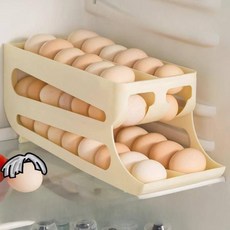 계란보관함 주방 자동 롤러 냉장고 트레이, 30개, 기본 크림 - 1팩 (약 30개)