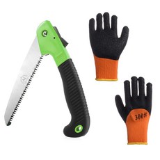 다기능 휴대형 가지치기 접이식톱 180mm + 장갑 세트, 1세트