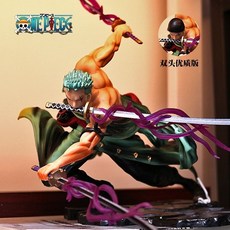 航海王 三千世界 索隆 手辦 三刀流 羅羅諾亞 頂上戰爭 鷹眼 火拳艾斯 魯夫 航海王 動漫周邊【世順屋】, 1個, 雙頭索隆帶特效+24CM+彩盒