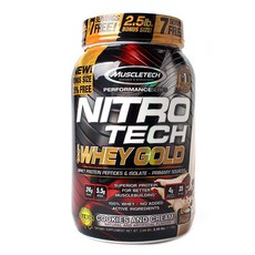 Muscletech Health NITRO TECH GOLD分離乳清蛋白粉, Cookies And Cream, 1.13kg, 1罐