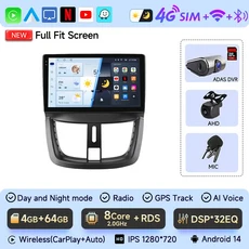 JIUYIN 무선 CarPlay 안드로이드 14 자동 라디오 푸조 207 GPS 2din autoradio, 01 빠른  Mainland, 02 FP 8core (4G 64G)RA