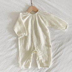 베베코지 아기 신생아 긴발 반팔 바디수트 우주복 거즈