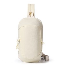 麗佳 男女通用輕便戶外登山斜挎包 時尚簡約防消磁潮流純色百搭胸包, 米白色