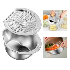 SMABAT 다용도 스텐 채칼 세척볼 스텐 쌀 세척볼 만능채칼 과일 야채 세척볼 멀티 강판, 1개, 실버