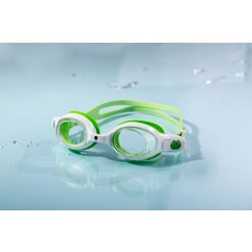 兒童硅膠泳鏡 時尚高清防水防霧專業訓練適用, 1個, 白綠22G008 2440(PP盒)