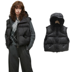 무니유유 보온 경량 캐주얼 루즈핏 집업 후드 패딩 조끼