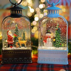 라운드 눈사람 산타 크리스마스 빌리지 오르골 장식 소품 장식 여자친구 집들이 선물 인테리어 소품, 크롬 산타