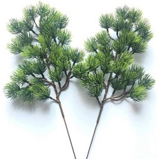 인공 소나무 녹색 가지 현실적인 플라스틱 파티 웨딩 홈 룸 크리스마스 장식 식물 34cm, 1개, 01 Light Green