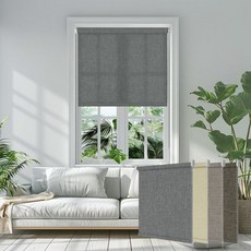 BERISSA 씽크대 세정제 베리사 라이트 필터링 롤러 린넨 원단 자외선 차단 단열 도어 블라인드 맞춤형 창문 트리트먼트 설치가 쉬운45인치 W x 52인치 H 그레이로 가정용, 1개