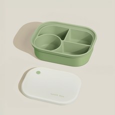 온다온 실리콘 도시락통 전자레인지 직장인 런치박스 소풍 밀프랩 1000ml, 1개, 그린