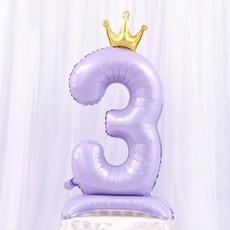 숫자 풍선 생일풍선 기념일풍선 보라 왕관풍선 100cm, 1개, 숫자3