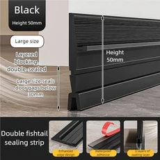 새로운 문 하단 밀폐 스트립 방풍 먼지 가드 비 단열재 실러 홈 하드웨어, 08 Black-Big
