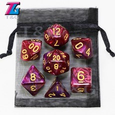 보드 게임 주사위 믹스 주사위 세트 가방 9 색 dnd rpg 휴대용 장난감 플라스틱 큐브 trpg d4 d6 d8 d10 d12 d20, 색상 04, 1개
