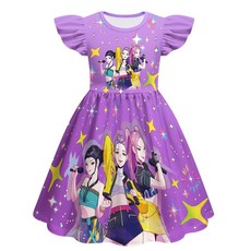 兒童動漫COS飛飛袖連衣裙 獵魔女團K-POP魯米佐依米拉同款