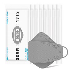 가정용 섬유제품(방한대) 필터 리얼 대형 컬러마스크, 연회색 (5매입x8팩)