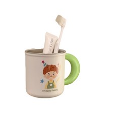 316不鏽鋼兒童洗漱杯 可愛卡通圖案, 綠色兒子 - 升級款316不鏽鋼把手杯, 1個