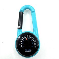 戶外雙面登山扣指南針溫度計掛鉤多功能便攜式液體懸浮指北針, 湖藍, 1個