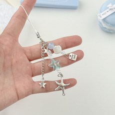 ins風甜美海星手機鏈鑰匙扣簡約百搭金屬星星咕卡包包ccd相機掛件