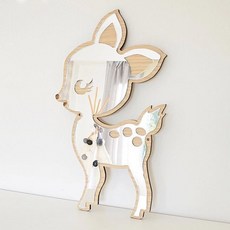 兒童壓克力鏡 北歐風鏡子 家居裝飾 兔子鏡 造型鏡子 雲朵鏡子 木質鏡子 送禮, 小鹿, 1個