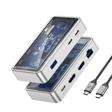 오리코 C타입 10Gbps HDMI 4K60Hz RJ45 네트워크 맥북 프로 노트북 USB허브 도킹 스테이션 TM10-6CP, 1개, 투명