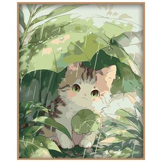 코지하루 DIY 명화그리기 유화 그림 그리기 아크릴화, 비와 고양이A 30x40 (A266), 1개
