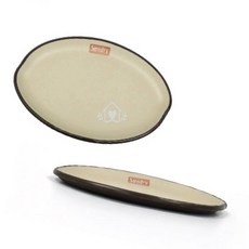 멜라민 둥근 타원접시 업소용그릇 소스용기 업소찬기, 투톤 브라운베이지 둥근타원접시 TK-736