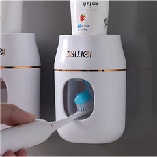 asuuei 무타공 자동 치약 짜개 디스펜서, 화이트, 1개