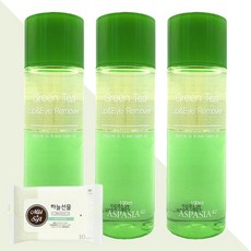 아스파시아 4U 립&아이 리무버 그린티 100ml 3개(+하늘선물 물티슈 10매), 3개