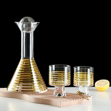 金條紋 玻璃壺水杯套裝, 金條紋 木球，介意慎拍, 1套, 1ml