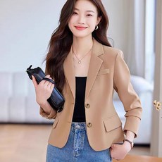 ROYALBELLE 여성 캐주얼 정장 자켓 오피스룩 기본템 숏자켓 아웃터 패션 트렌치코트 D0012207