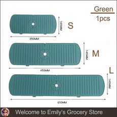 실리콘 수도꼭지 매트 대형 카운터탑 물결무늬 물튀김 보호대 물받이 욕실 방지대 싱크대, S, Gr n