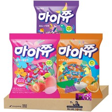 [블루존] 크라운 젤리 마이쮸 284g 3종 세트 (딸기복숭아+포도사과+요거트오렌지) 새콤달콤 낱개1, 1개