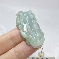 天然翡翠 冰潤藍水帶黃貔貅 A8083408B4, 詳見包裝